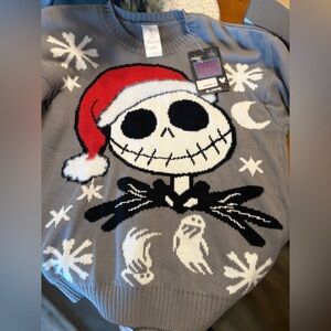 Gray Disney girls Sweater with Santa Hat Design